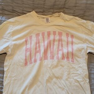 Sunkissed Comfort Colors Light Yellow Tee with Orange Hawaii Design
